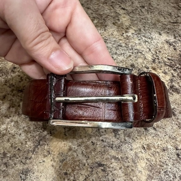 Garuglieri Embossed Brown Leather Belt Western Size Large Made In Italy - Picture 2 of 5